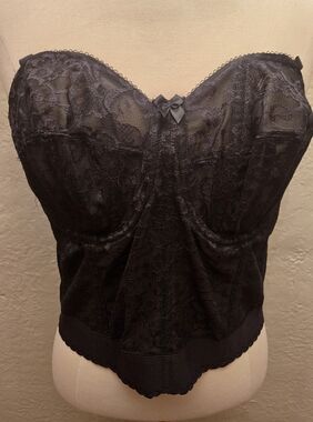 Black Lace Corset Bustier Top 40D Gothic Bridal Strapless